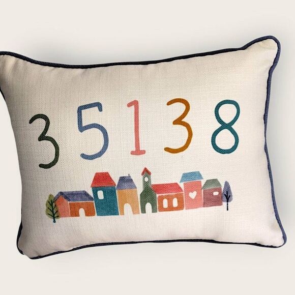 Little Birdie Creative Pillows Home Decor Zip Codes Travel Colorful 20x14‎ NWT - Picture 1 of 9